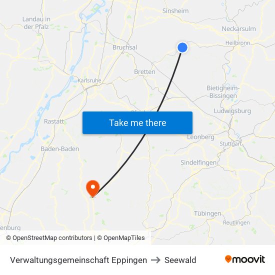 Verwaltungsgemeinschaft Eppingen to Seewald map