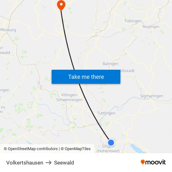 Volkertshausen to Seewald map