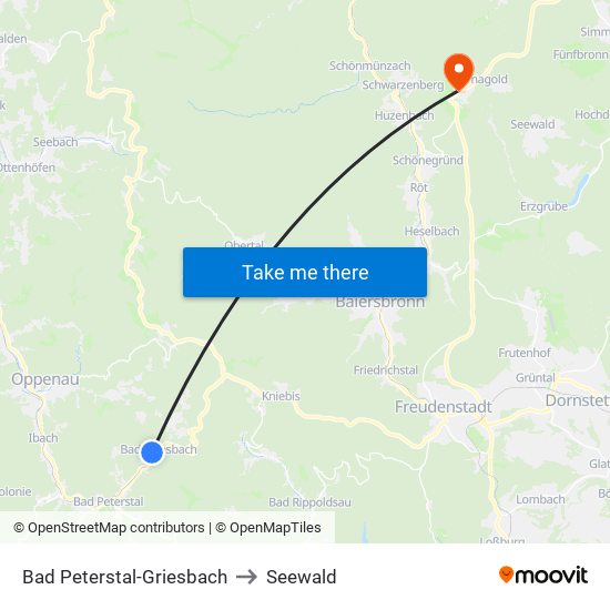 Bad Peterstal-Griesbach to Seewald map