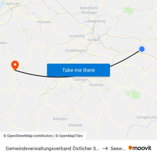 Gemeindeverwaltungsverband Östlicher Schurwald to Seewald map