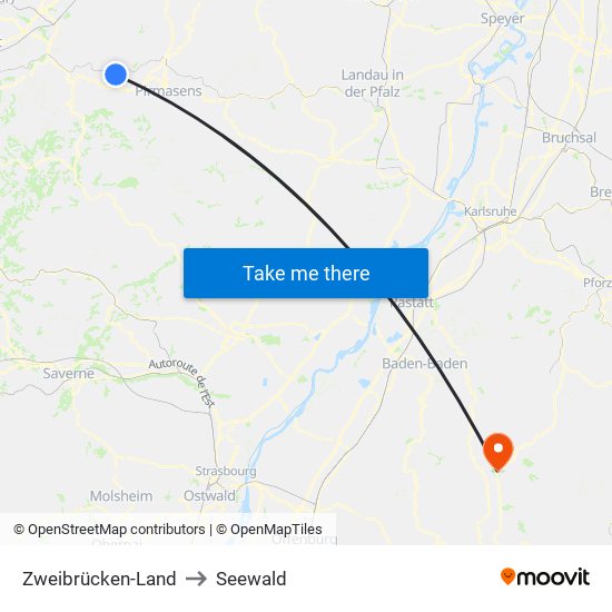 Zweibrücken-Land to Seewald map