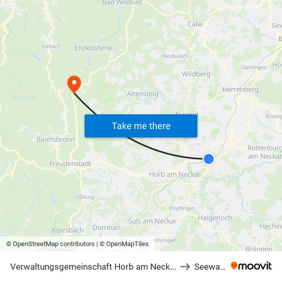 Verwaltungsgemeinschaft Horb am Neckar to Seewald map