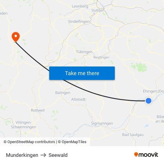 Munderkingen to Seewald map