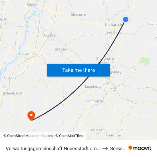 Verwaltungsgemeinschaft Neuenstadt am Kocher to Seewald map