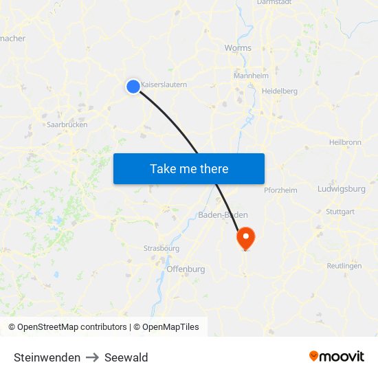 Steinwenden to Seewald map