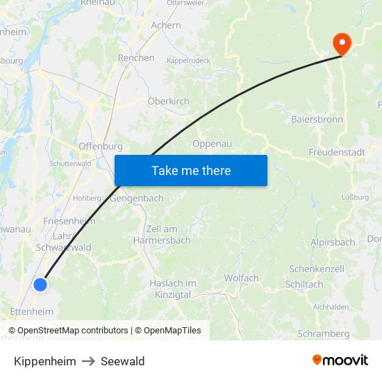 Kippenheim to Seewald map