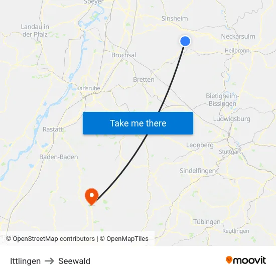 Ittlingen to Seewald map