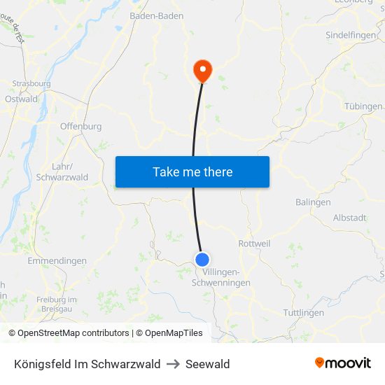 Königsfeld Im Schwarzwald to Seewald map