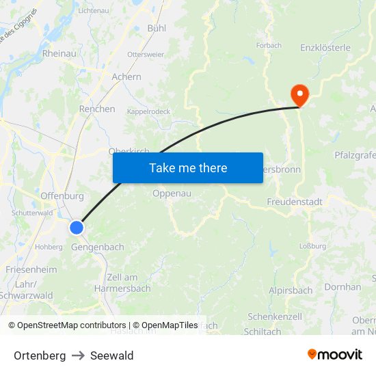 Ortenberg to Seewald map