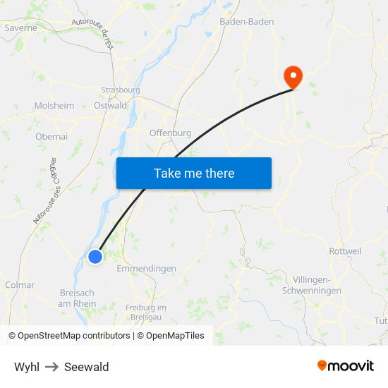 Wyhl to Seewald map