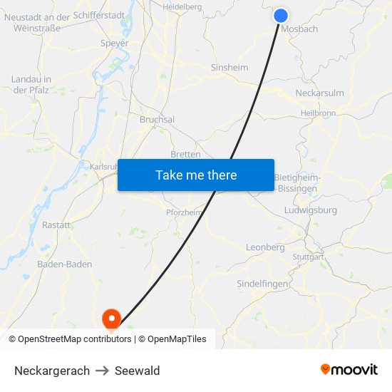 Neckargerach to Seewald map