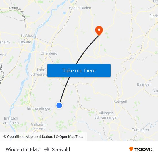 Winden Im Elztal to Seewald map