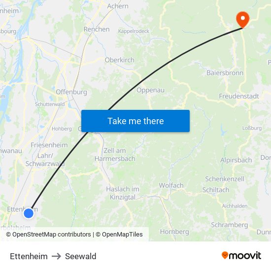 Ettenheim to Seewald map