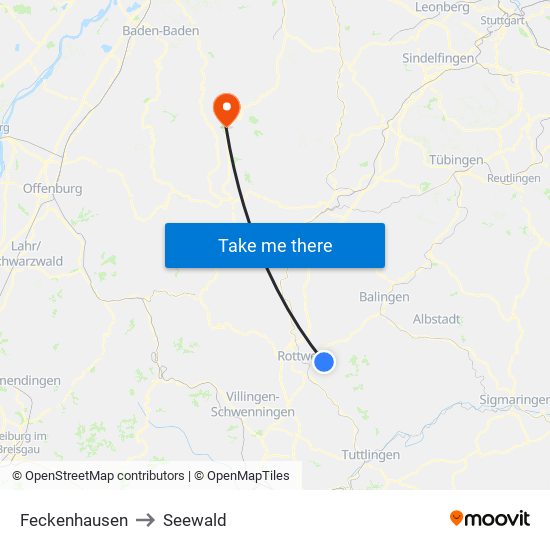 Feckenhausen to Seewald map