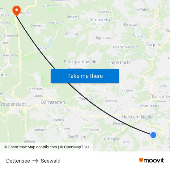 Dettensee to Seewald map