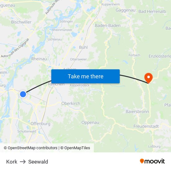 Kork to Seewald map