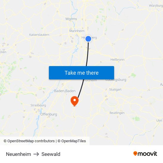 Neuenheim to Seewald map