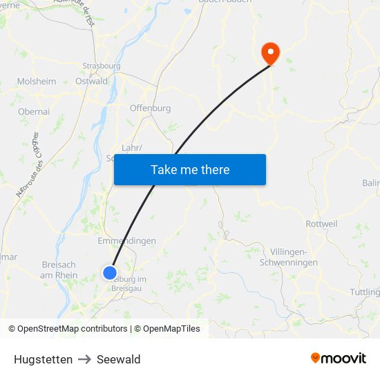 Hugstetten to Seewald map