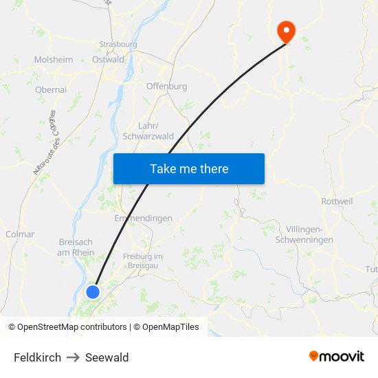 Feldkirch to Seewald map