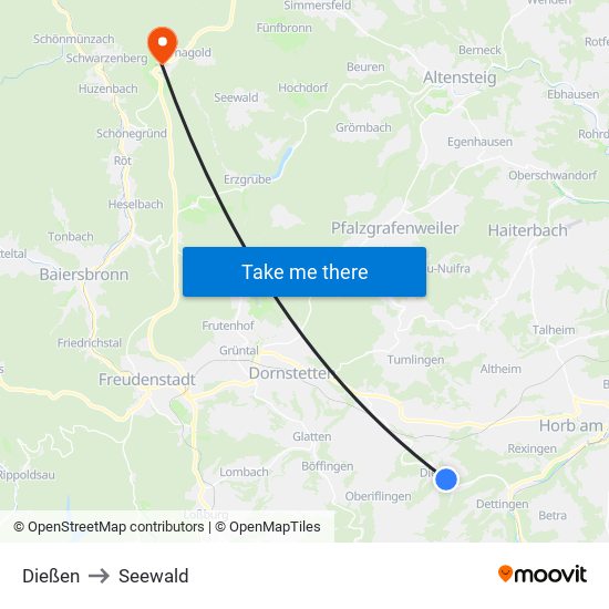 Dießen to Seewald map