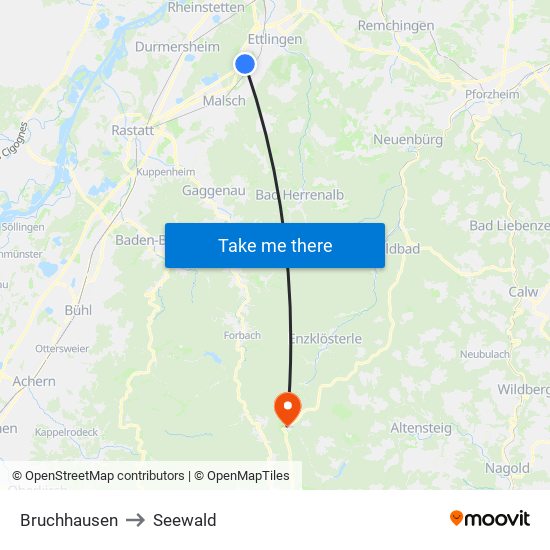 Bruchhausen to Seewald map