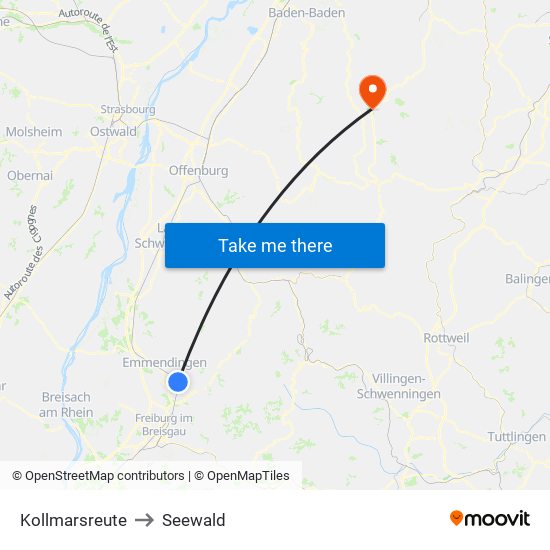 Kollmarsreute to Seewald map