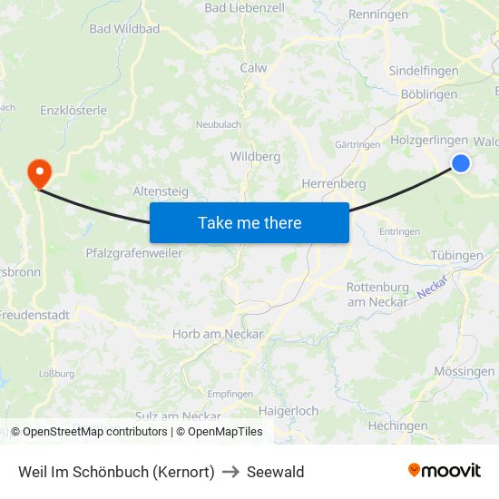 Weil Im Schönbuch (Kernort) to Seewald map