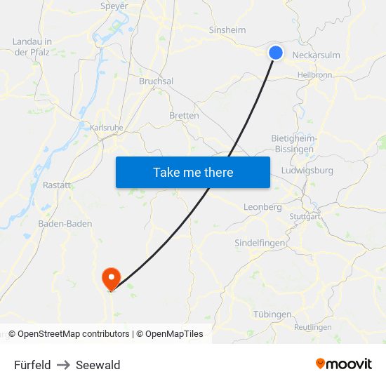 Fürfeld to Seewald map