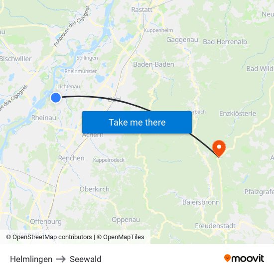 Helmlingen to Seewald map