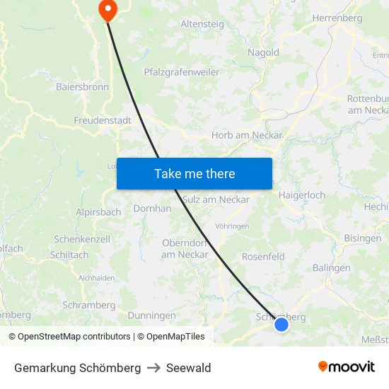 Gemarkung Schömberg to Seewald map