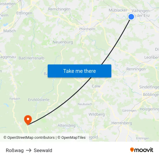 Roßwag to Seewald map