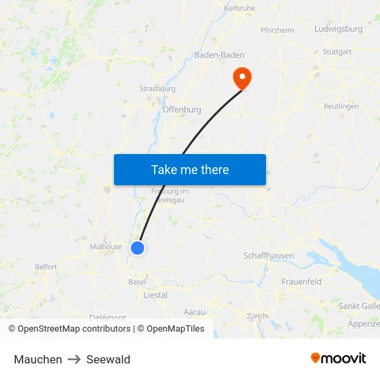 Mauchen to Seewald map