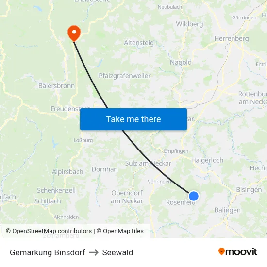 Gemarkung Binsdorf to Seewald map