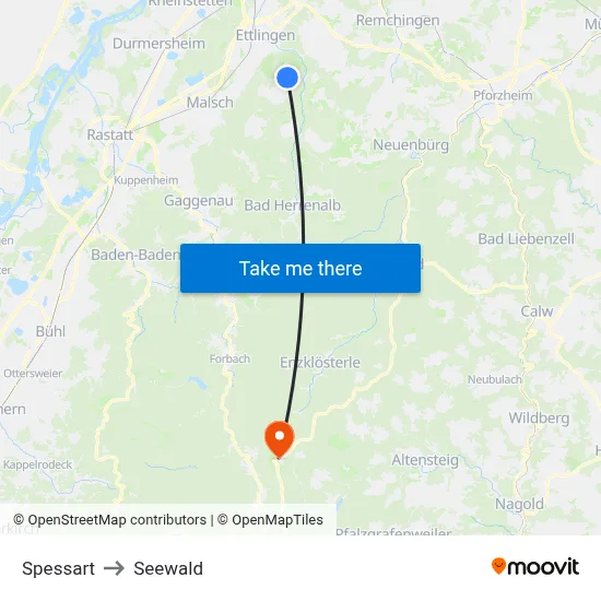 Spessart to Seewald map