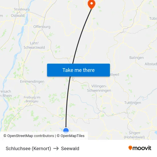 Schluchsee (Kernort) to Seewald map