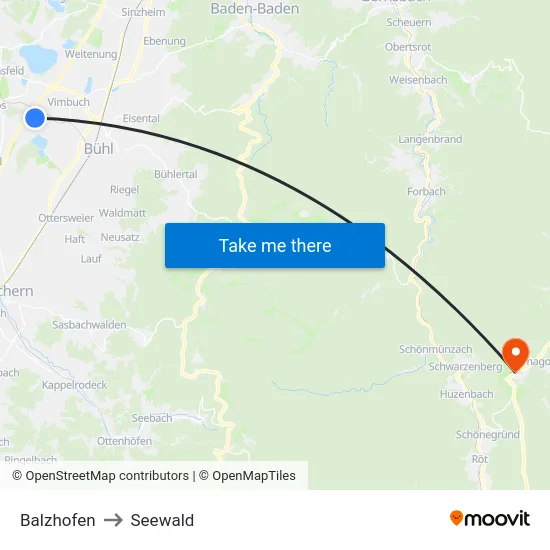 Balzhofen to Seewald map