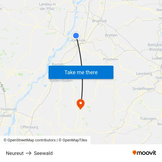 Neureut to Seewald map