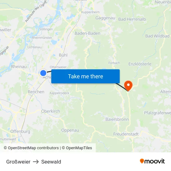 Großweier to Seewald map