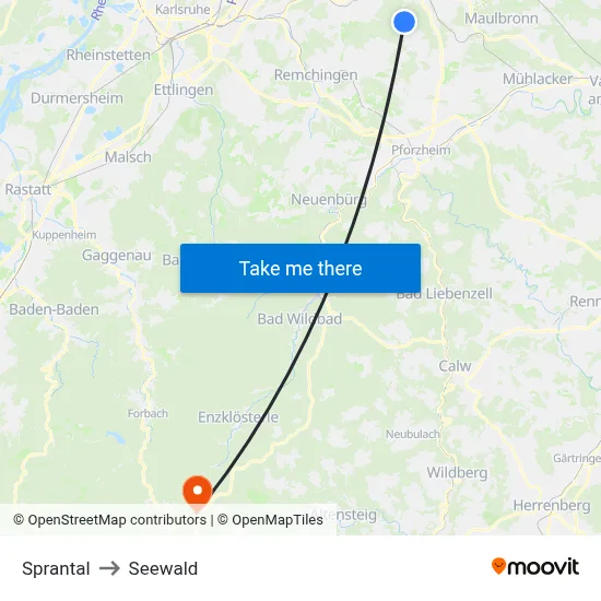 Sprantal to Seewald map