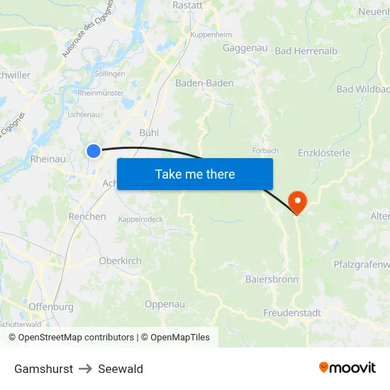 Gamshurst to Seewald map