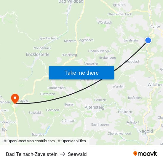 Bad Teinach-Zavelstein to Seewald map