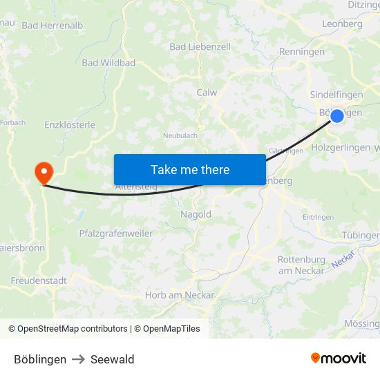 Böblingen to Seewald map