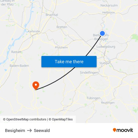 Besigheim to Seewald map