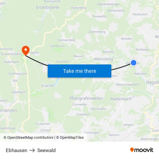 Ebhausen to Seewald map