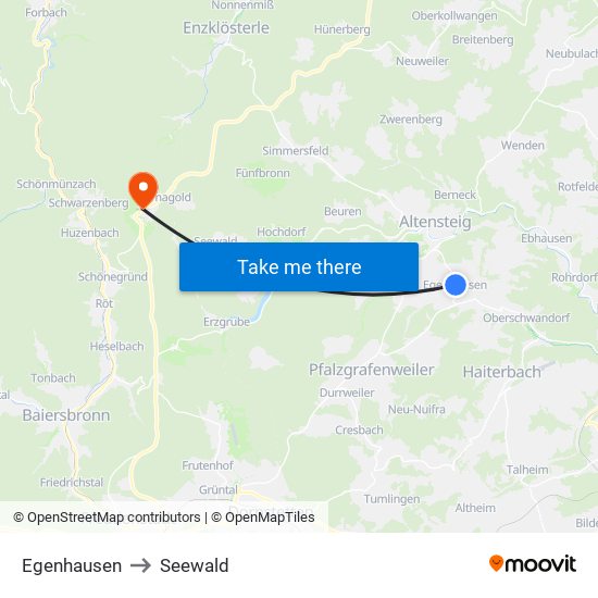 Egenhausen to Seewald map