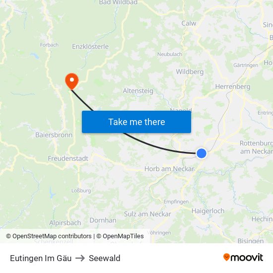 Eutingen Im Gäu to Seewald map