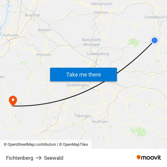 Fichtenberg to Seewald map