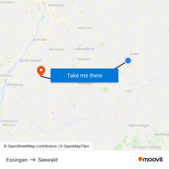 Essingen to Seewald map