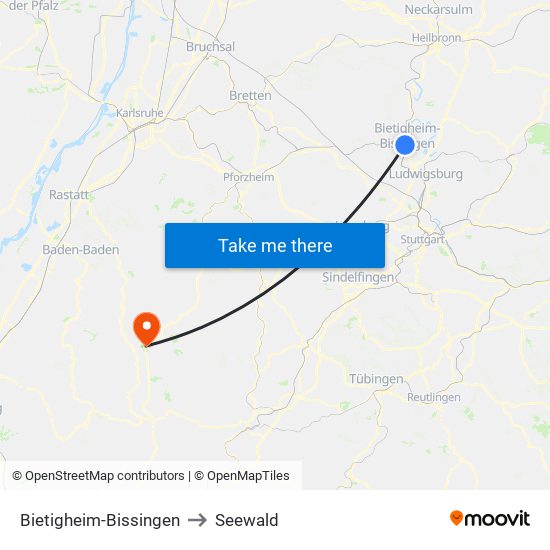 Bietigheim-Bissingen to Seewald map