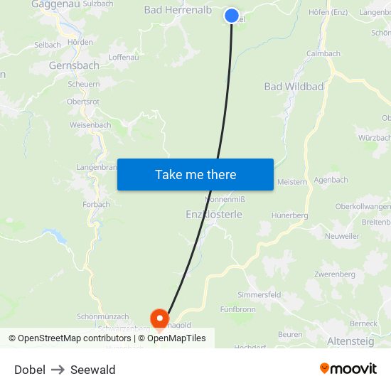 Dobel to Seewald map